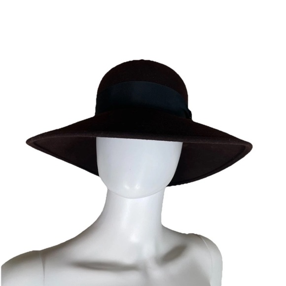 New GOORIN BROS. Women’s Sz S Wide Brim CLOCHE Hat 100% Wool Maroon Felt Boho - Picture 2 of 12